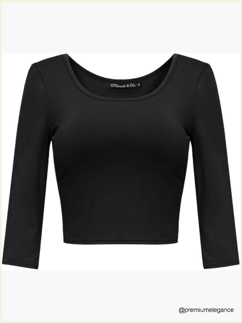 Women's Crop Top 3/4 Sleeve Scoop Neck Stretchy T-Shirt